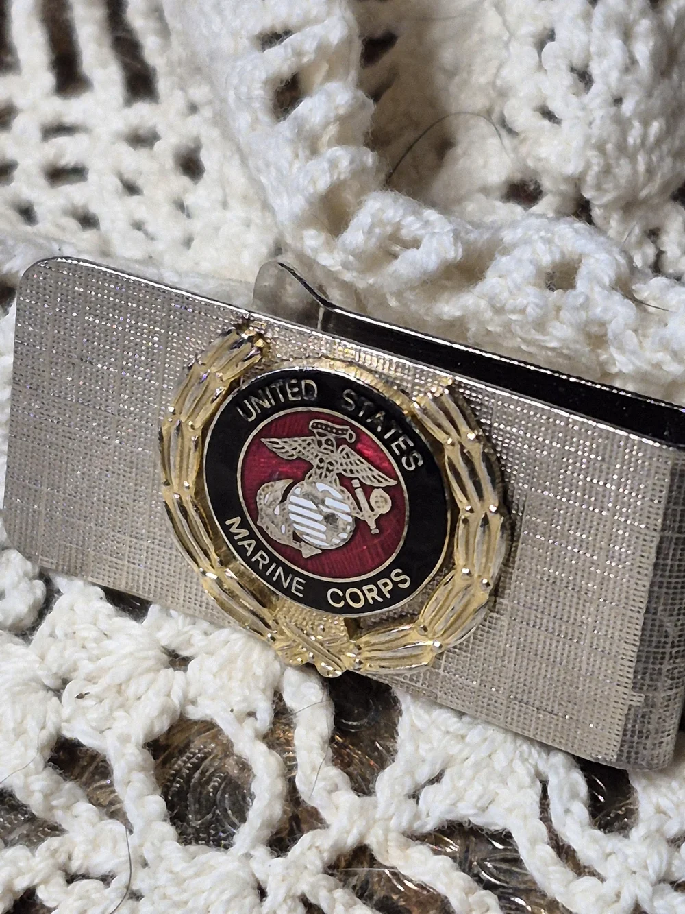 United States Marine Corps Silver & Gold Emblem Money Clip